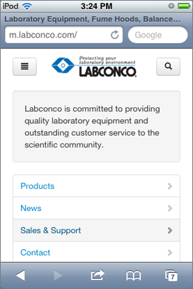 Example of mobile Labconco site