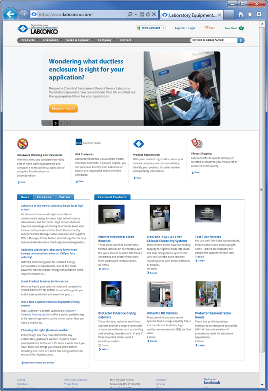 Full sized Labconco website